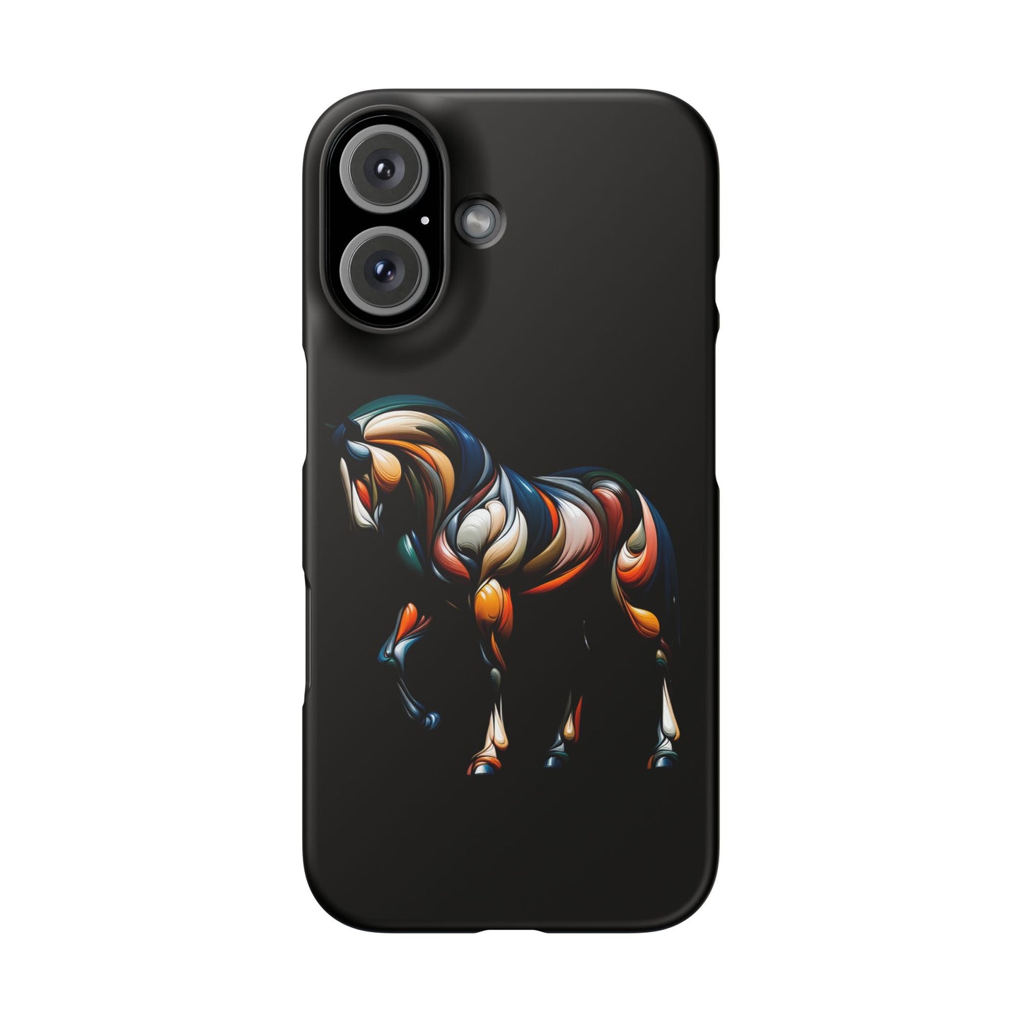 Artistic Horse Phone Case, Unique Animal Design Cover, Modern Black Phone Protector, Gift for Horse Lovers, Trendy Mobile Accessory
