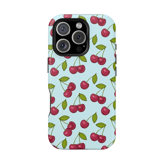 Cherry Pattern Phone Case, Cute Cherry Phone Cover, Floral Impact-Resistant Case, Fruit Lover Gift, Summer Vibe Accessories