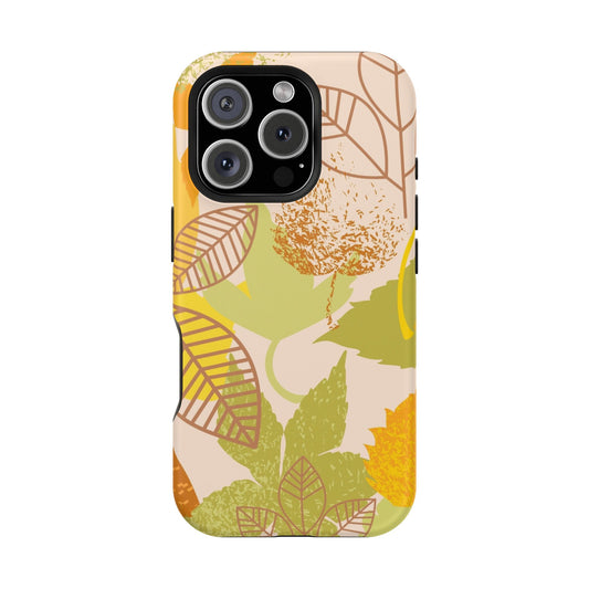 Chic Leaf Print Phone Case, Stylish Tech Accessory, Fall Aesthetic, Nature Lover Gift, Durable Phone Protection
