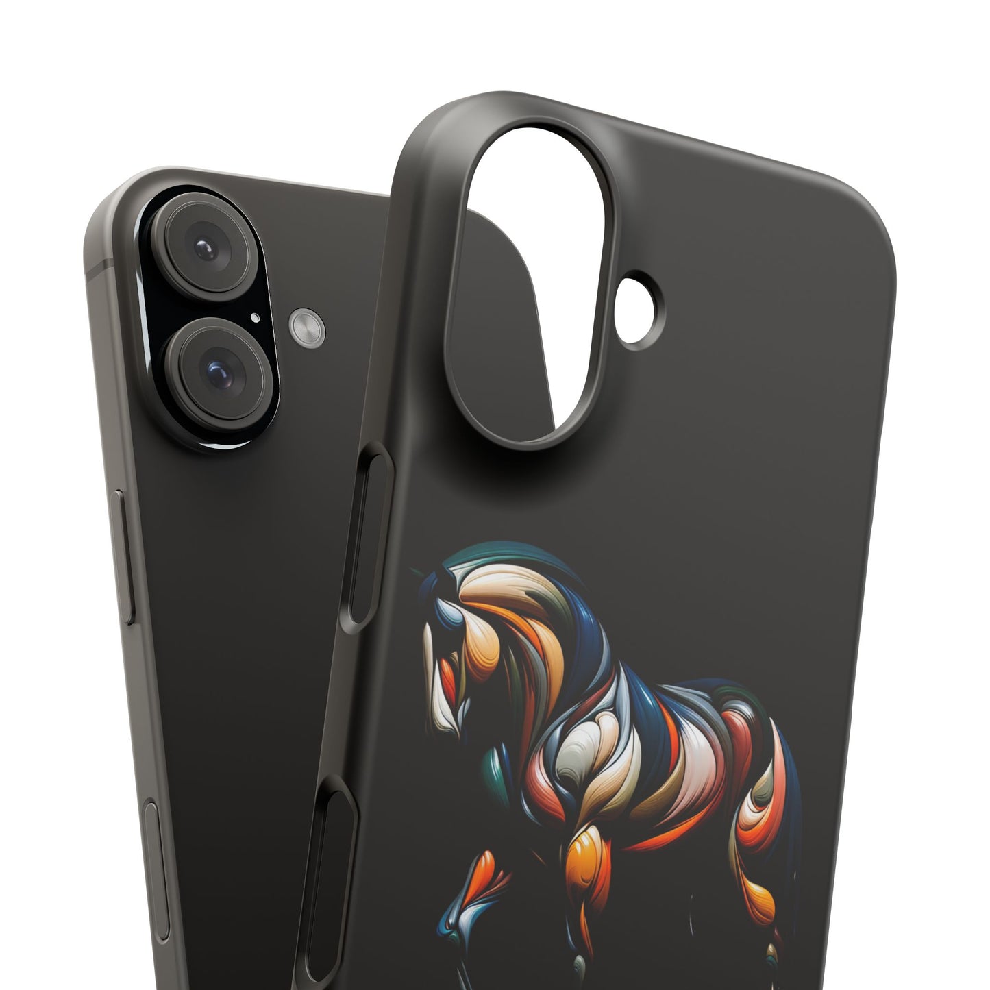 Artistic Horse Phone Case, Unique Animal Design Cover, Modern Black Phone Protector, Gift for Horse Lovers, Trendy Mobile Accessory