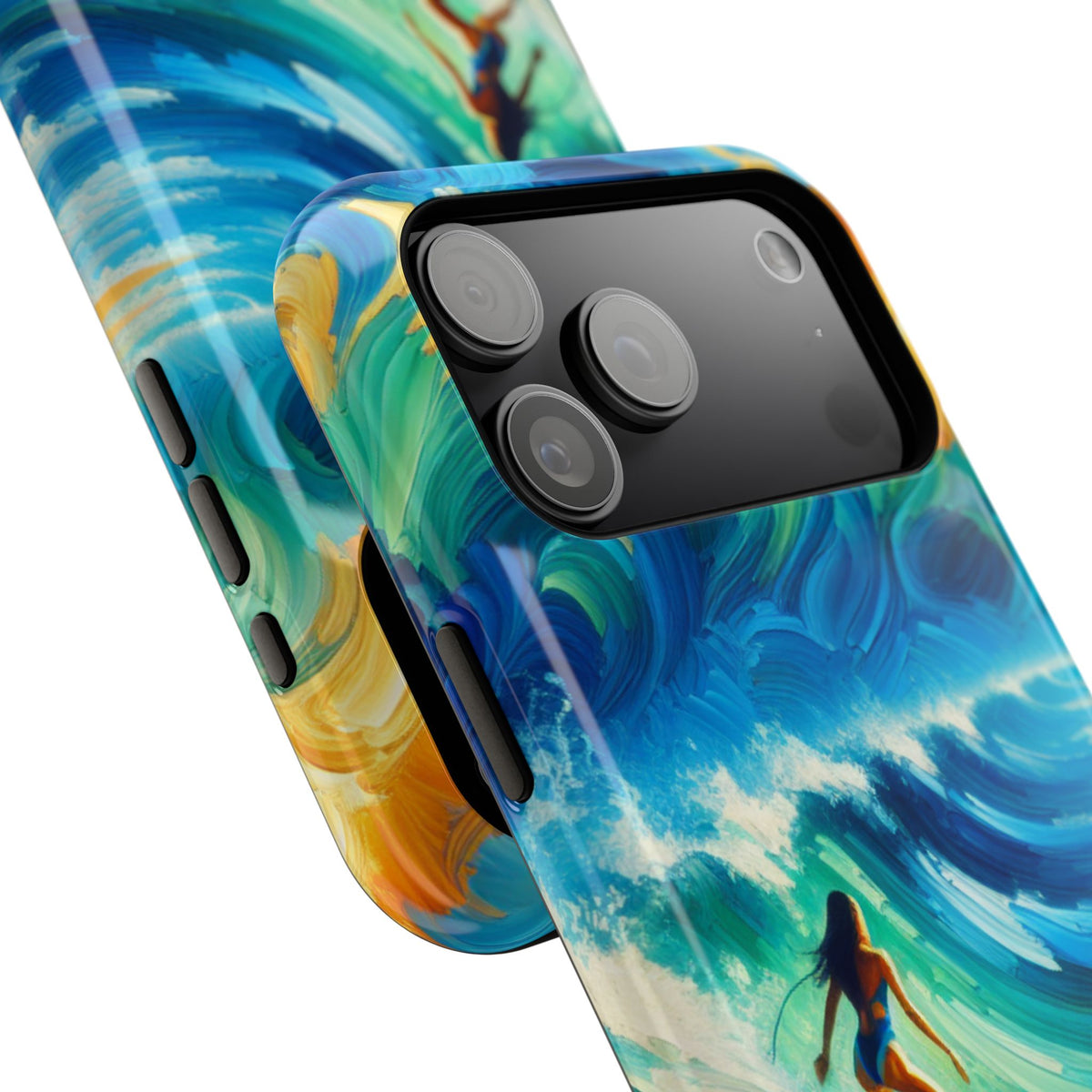 Surfer Wave Impact Phone Case – Vibrant Ocean Art Protective Cover