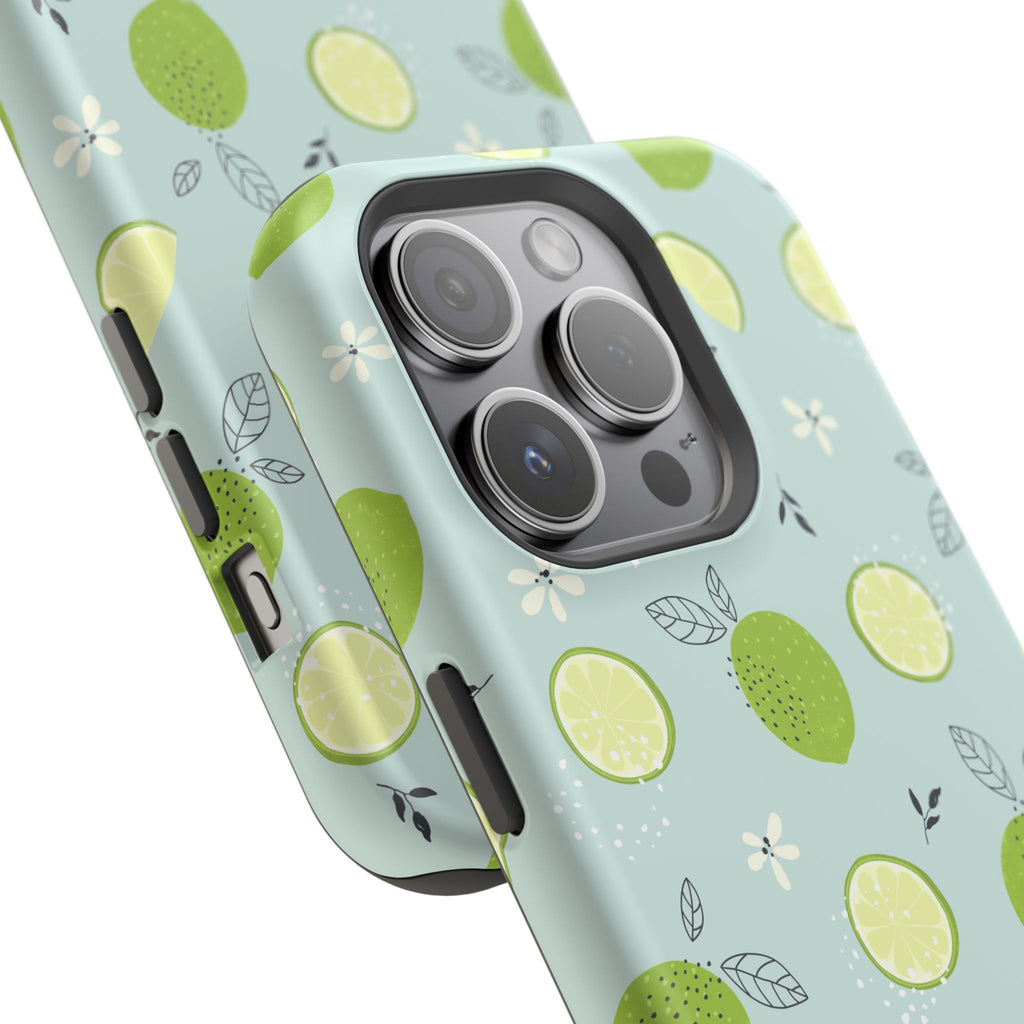 Lime Floral Phone Case, Impact-Resistant