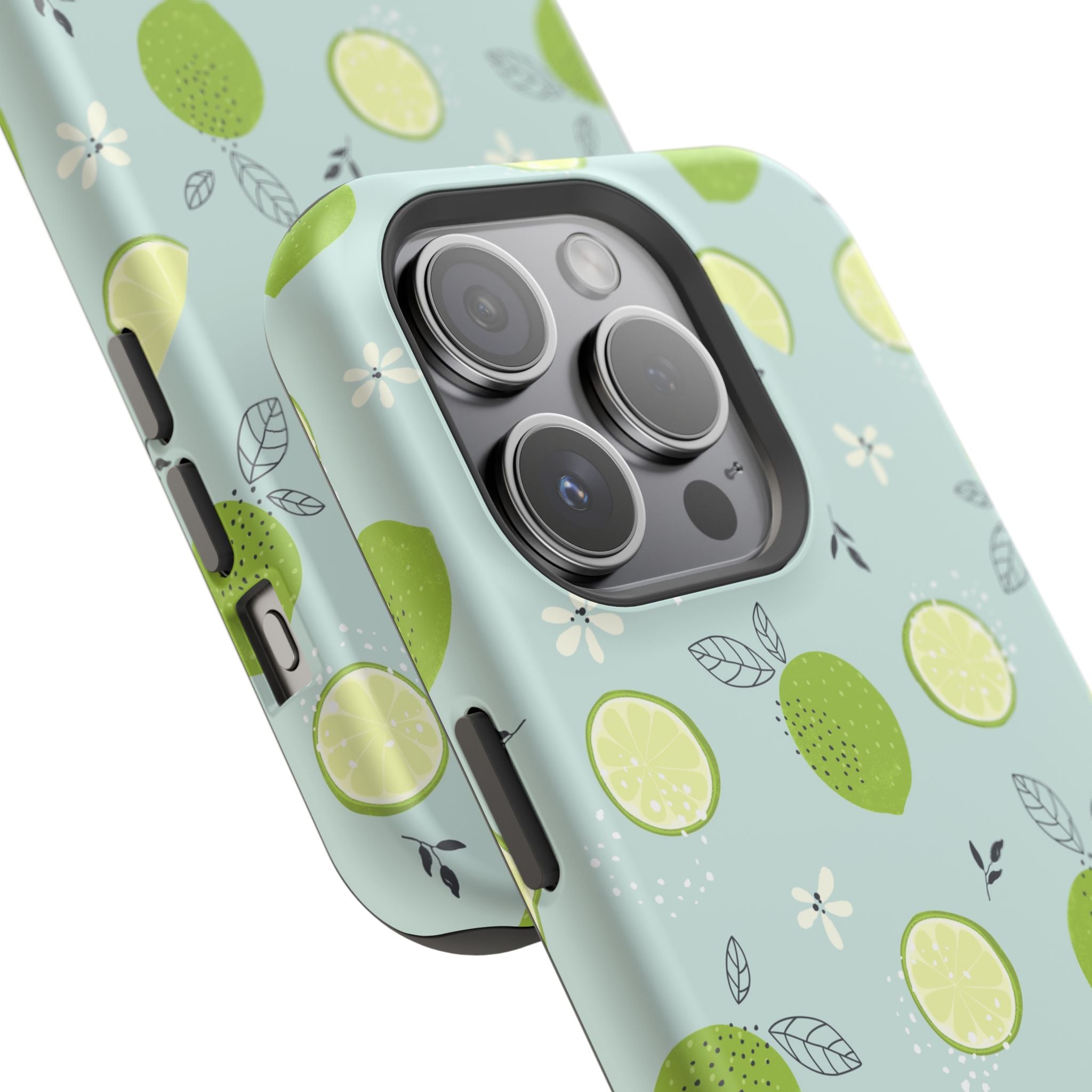 Lime Floral Phone Case, Impact-Resistant