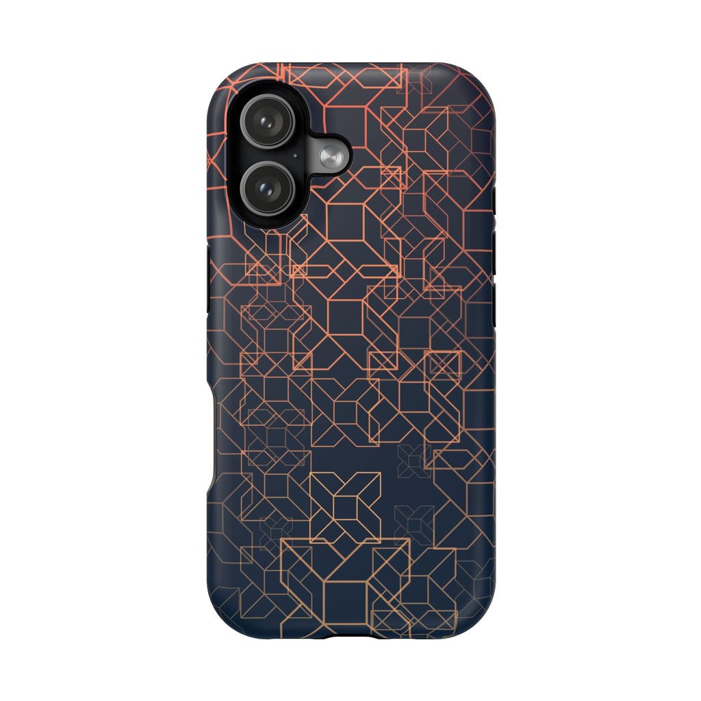 Geometric Copper Grid Impact-Resistant Phone Case