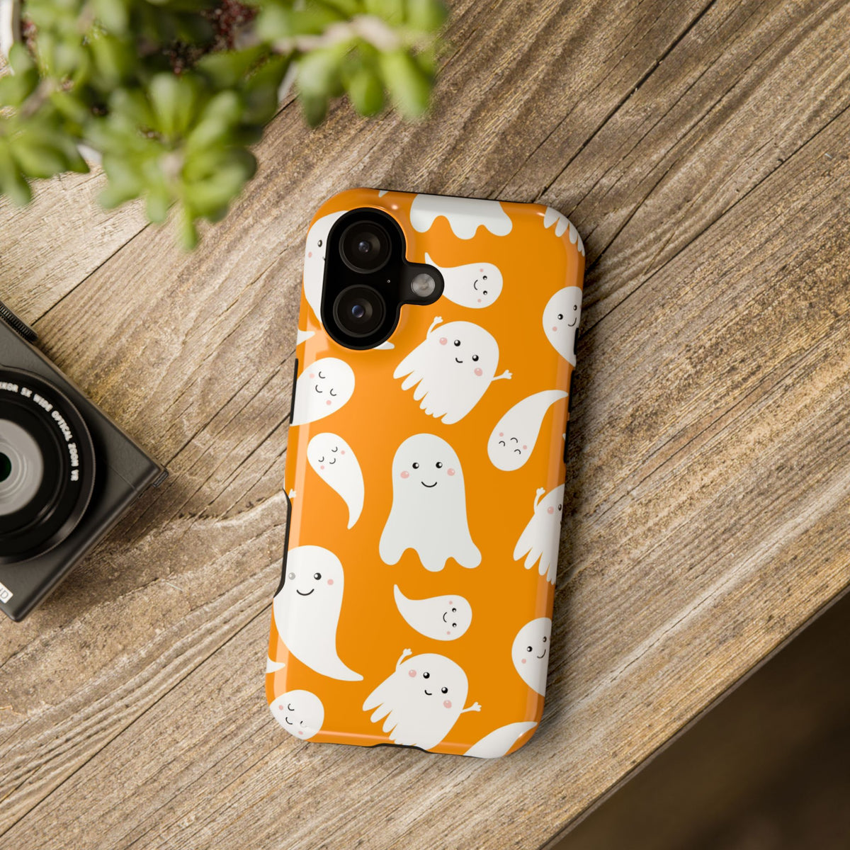 Halloween Ghosts Impact-Resistant Phone Case — Cute Orange Ghost Pattern