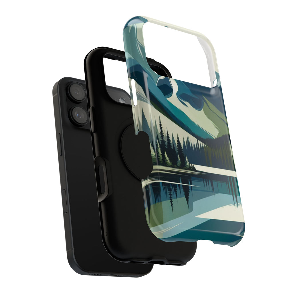Impact Resistant Phone Case - Mountain Lake with Forest Design