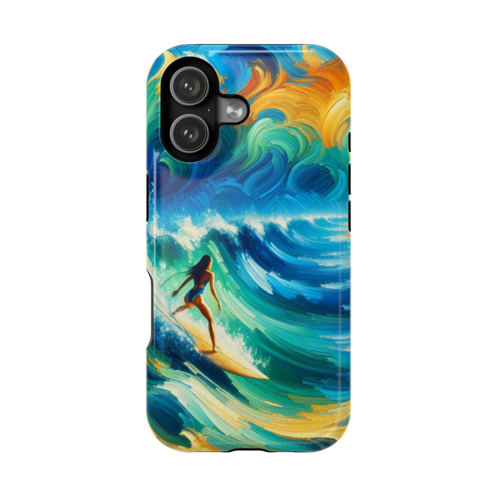 Surfer Wave Impact Phone Case – Vibrant Ocean Art Protective Cover