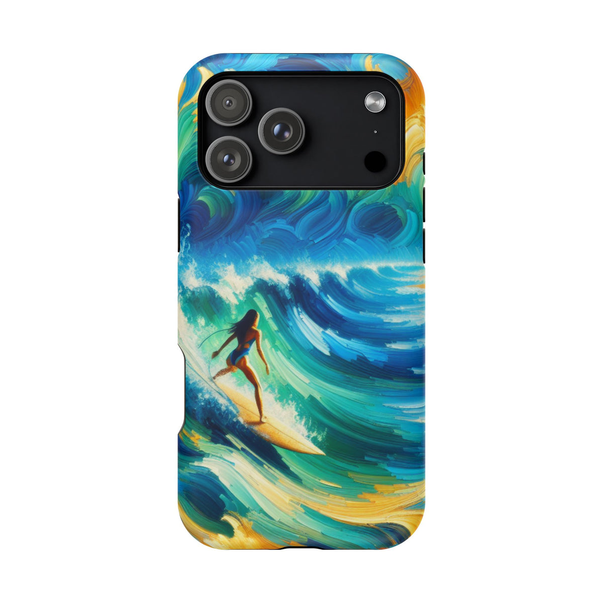 Surfer Wave Impact Phone Case – Vibrant Ocean Art Protective Cover