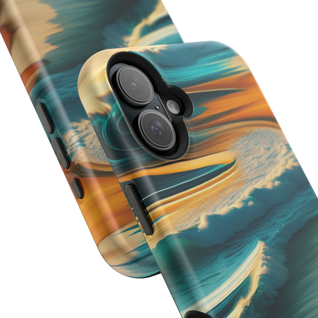 Surf Sunset Impact-Resistant Phone Case — Surfer Silhouette Beach Waves Design