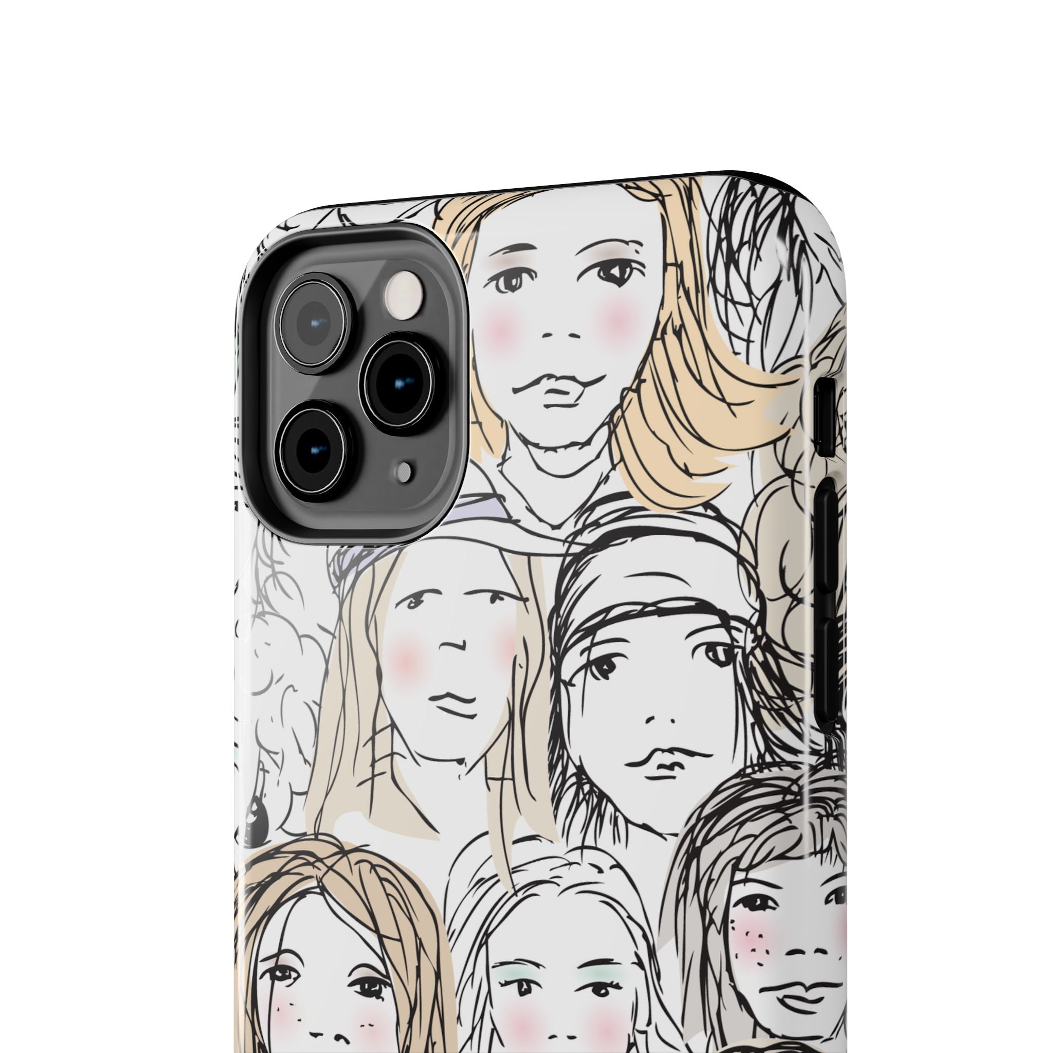 Phone Case — Hand-Drawn Faces Pattern