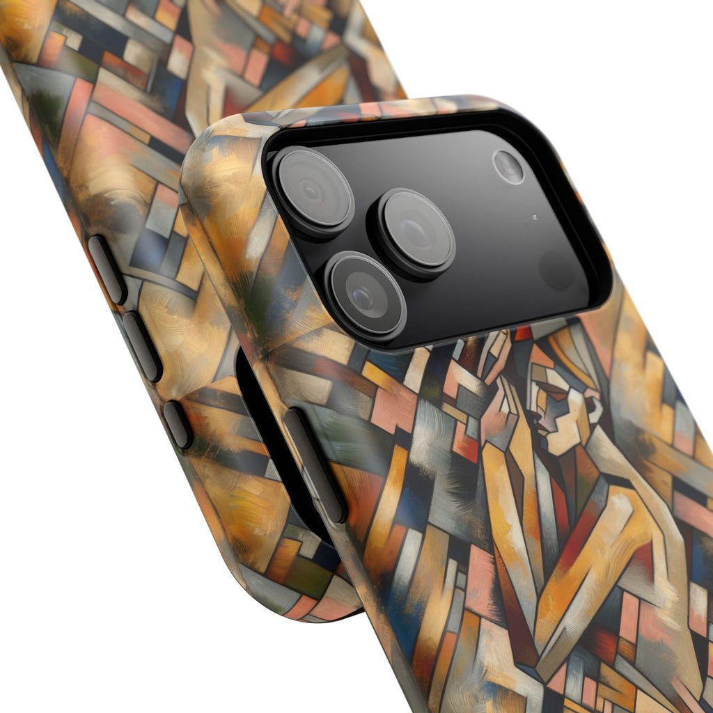 Art Deco Mosaic Phone Case — Geometric Nude Figure Impact-Resistant Case