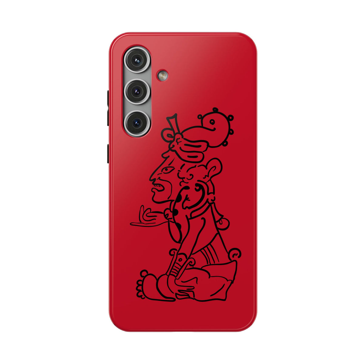 Phone Case — Red Impact-Resistant Case with Line Art Totem Design
