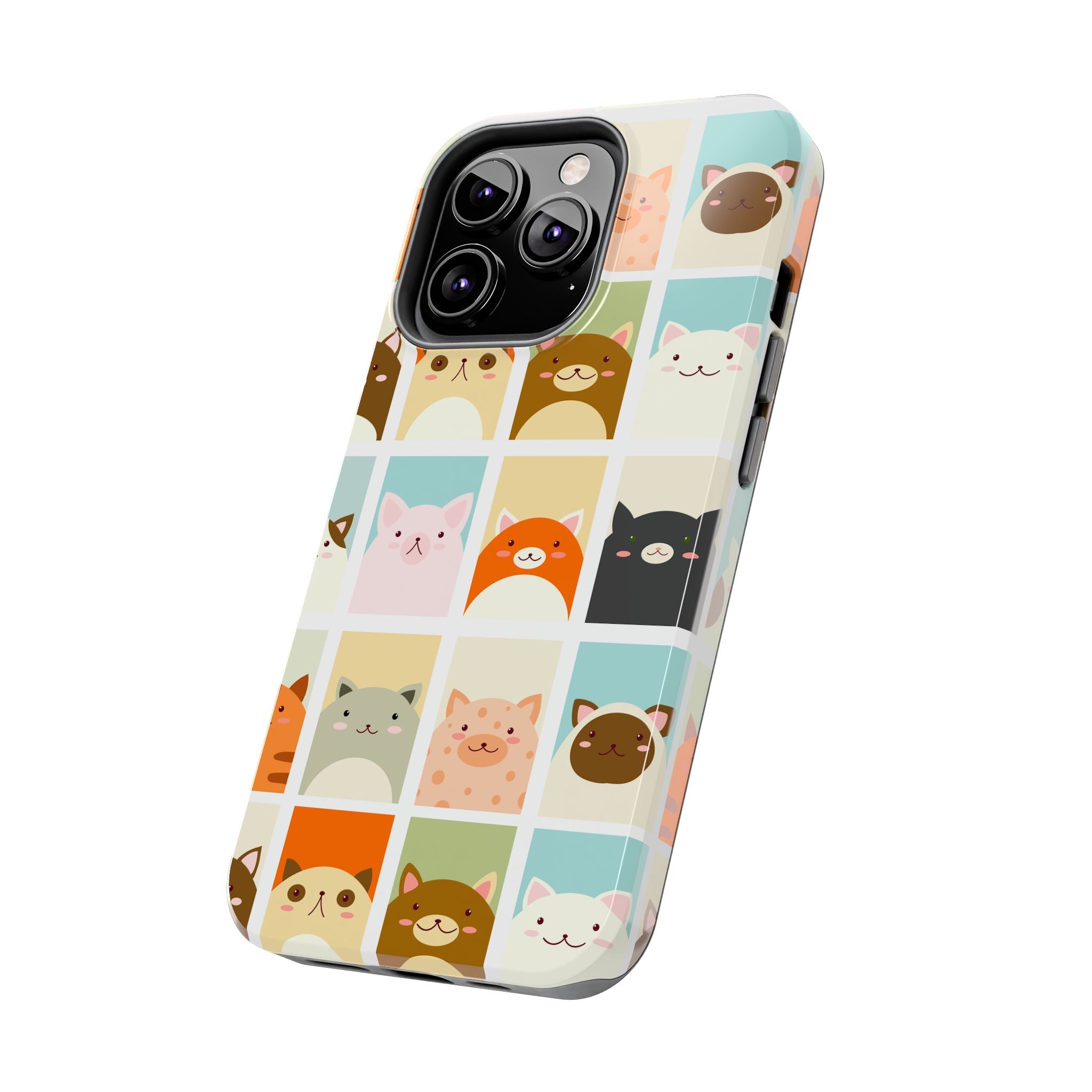 Cute Grid Cats Tough Phone Case