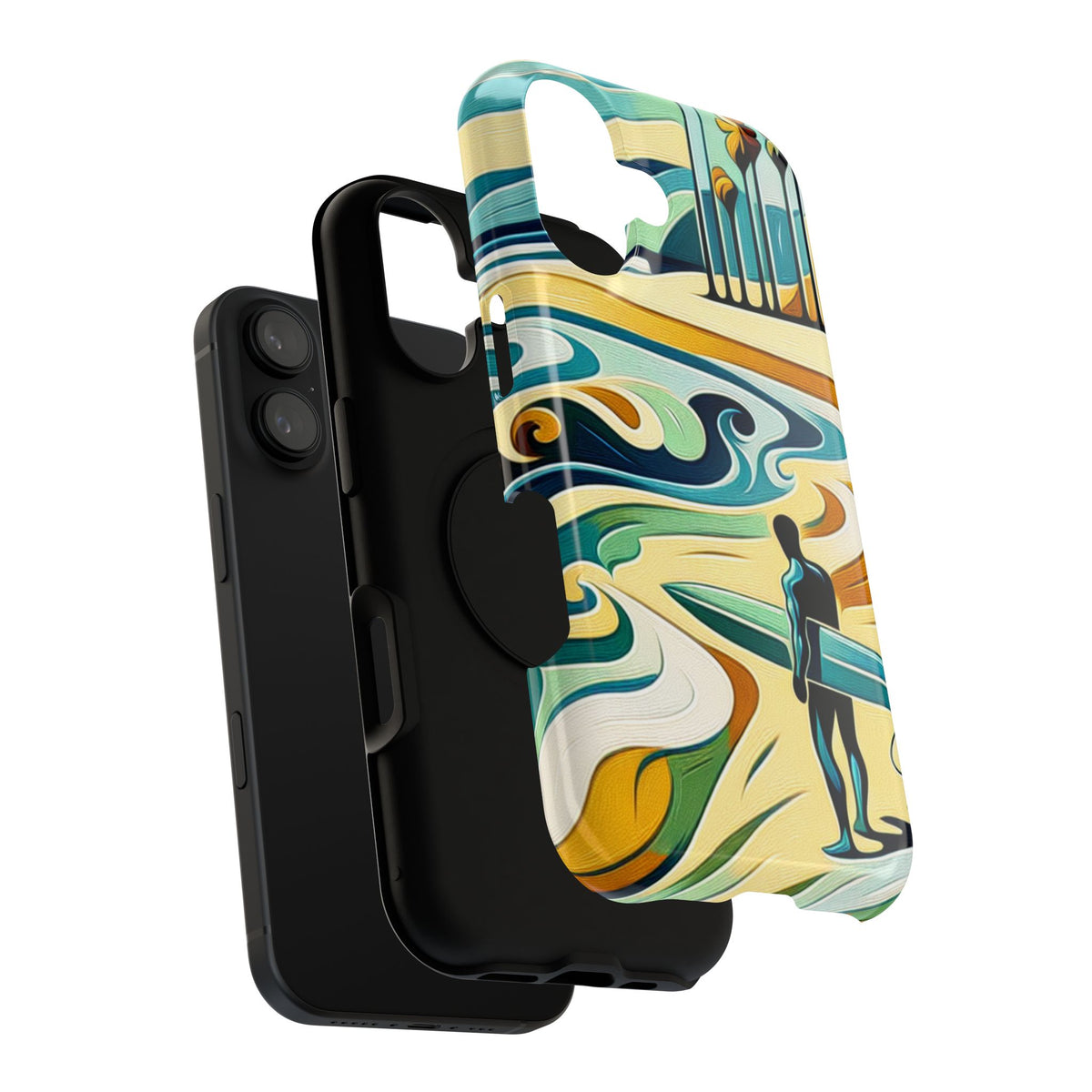 Surfboard Wave Art Phone Case — Impact-Resistant Beach Vibes iPhone Case