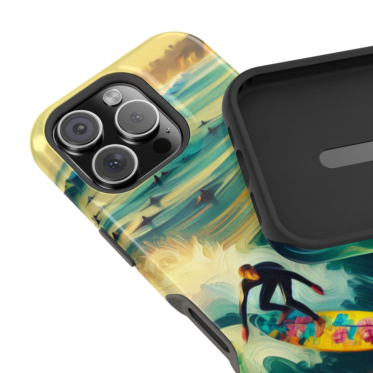 Surfing Waves Impact-Resistant Phone Case — Colorful Surfer Design