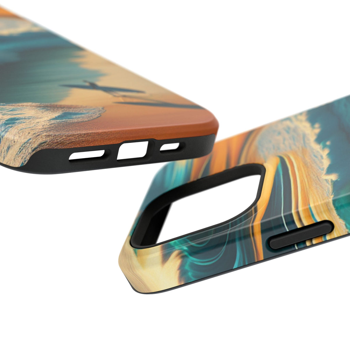 Surf Sunset Impact-Resistant Phone Case — Surfer Silhouette Beach Waves Design