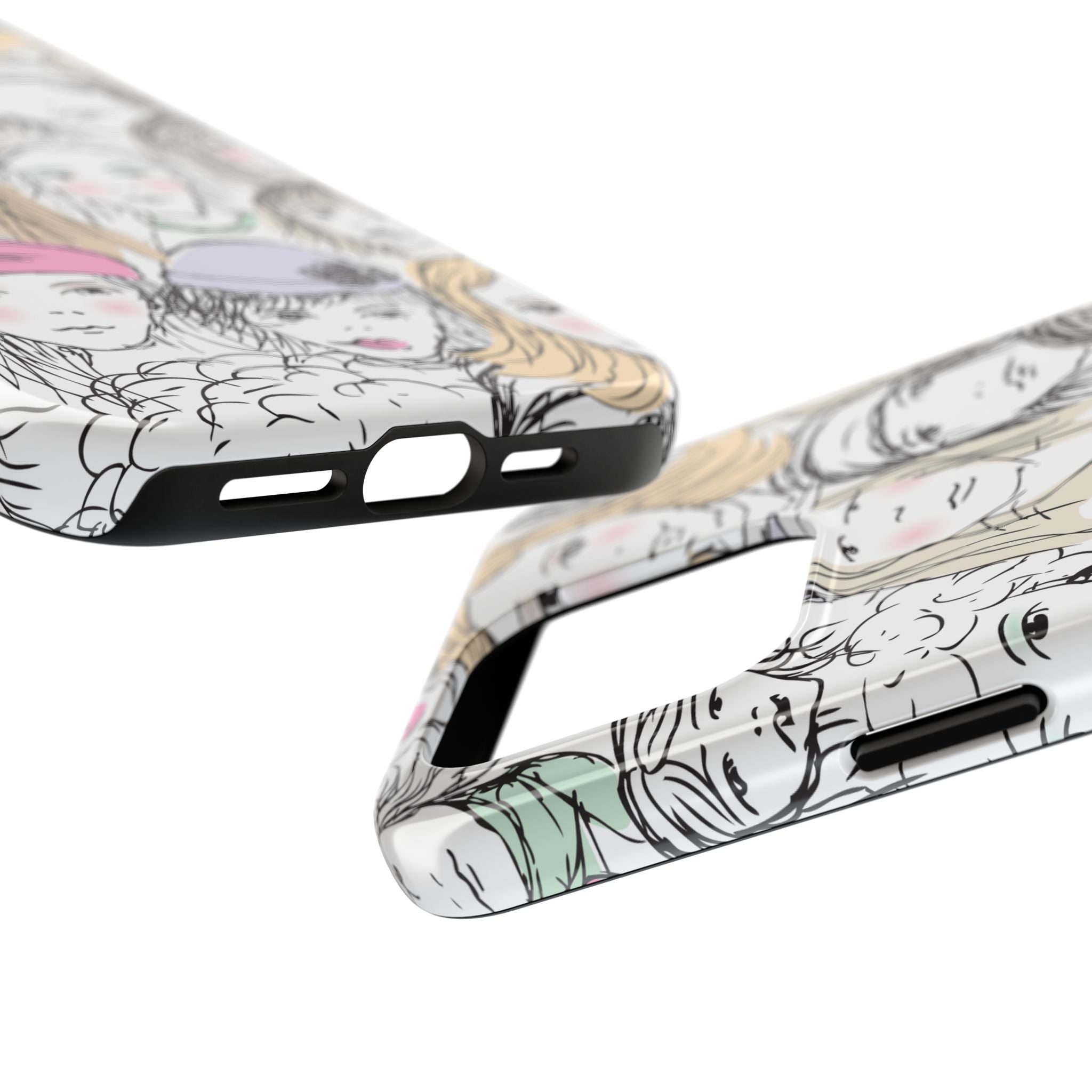 Phone Case — Hand-Drawn Faces Pattern