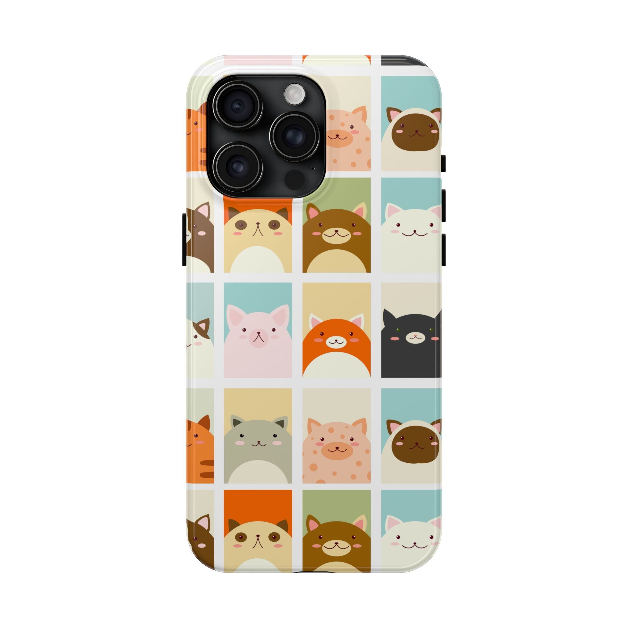 Cute Grid Cats Tough Phone Case