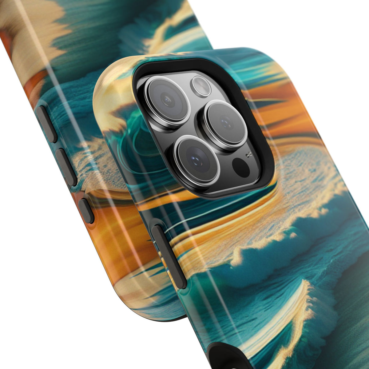 Surf Sunset Impact-Resistant Phone Case — Surfer Silhouette Beach Waves Design