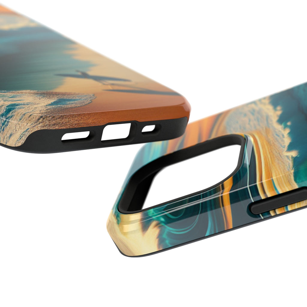 Surf Sunset Impact-Resistant Phone Case — Surfer Silhouette Beach Waves Design