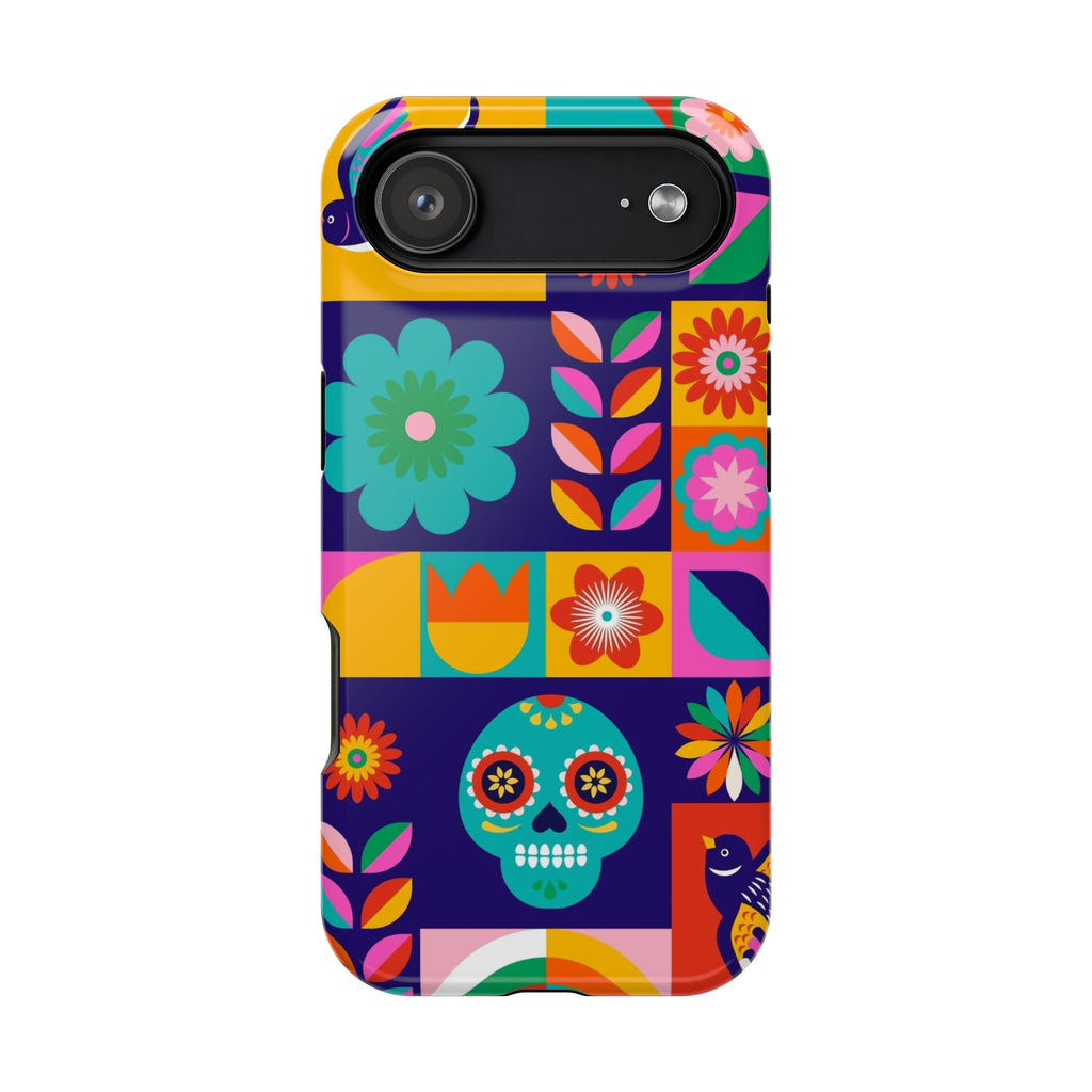 Colorful Day of the Dead Floral Skull iPhone, or Galaxy Protective Phone Cover