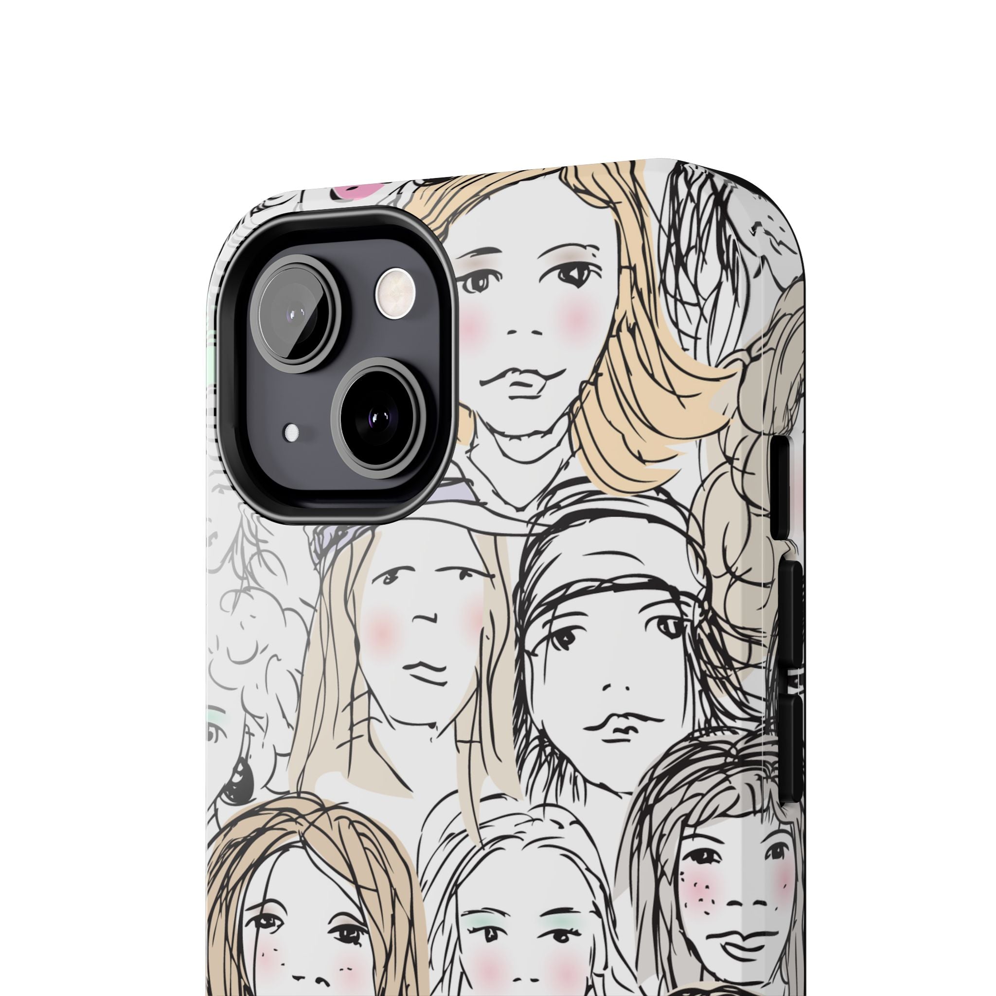 Phone Case — Hand-Drawn Faces Pattern