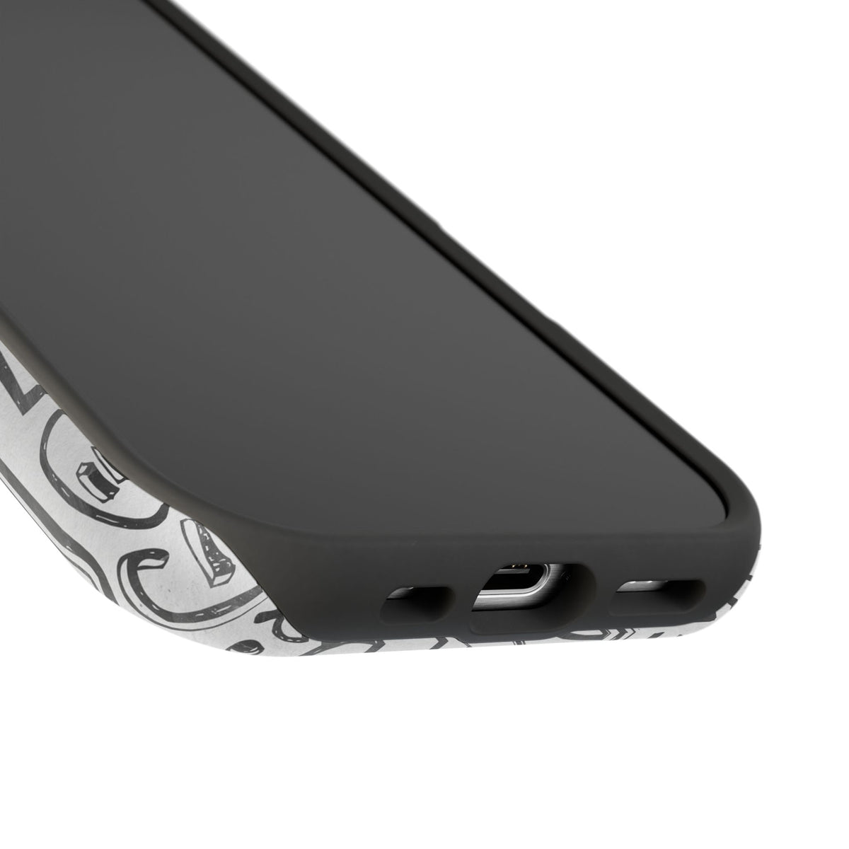Monochrome Letter Pattern Impact-Resistant Case for iPhone
