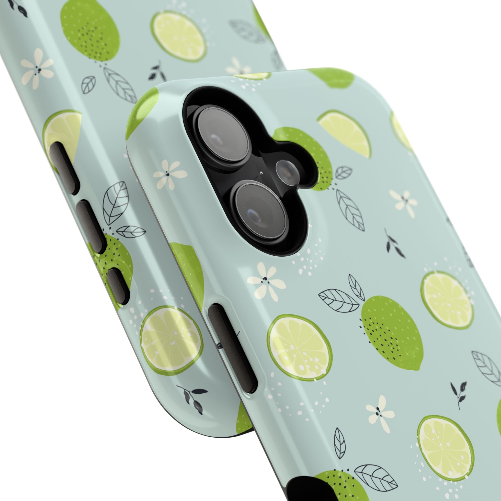 Lime Floral Phone Case, Impact-Resistant