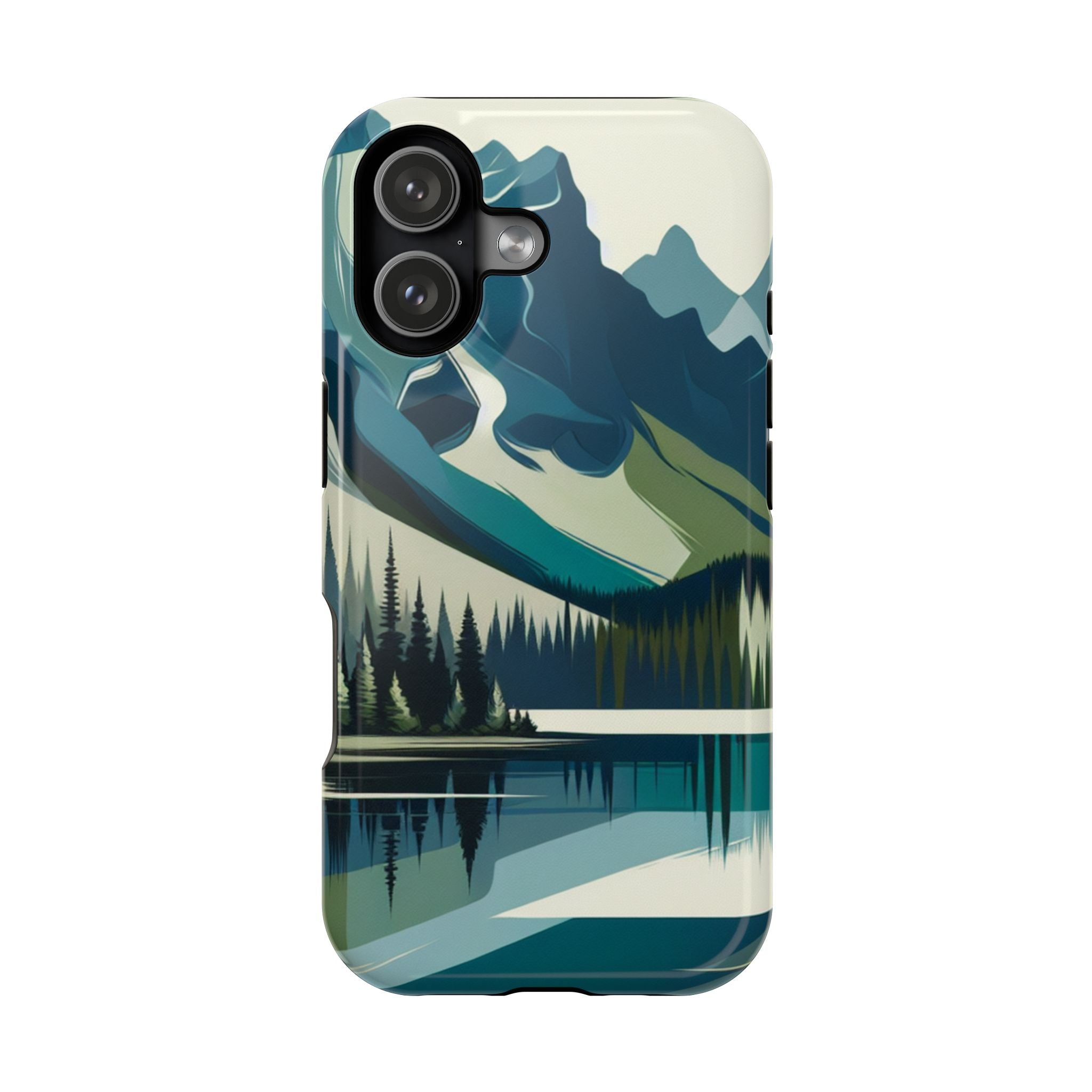 Impact Resistant Phone Case - Mountain Lake with Forest Design
