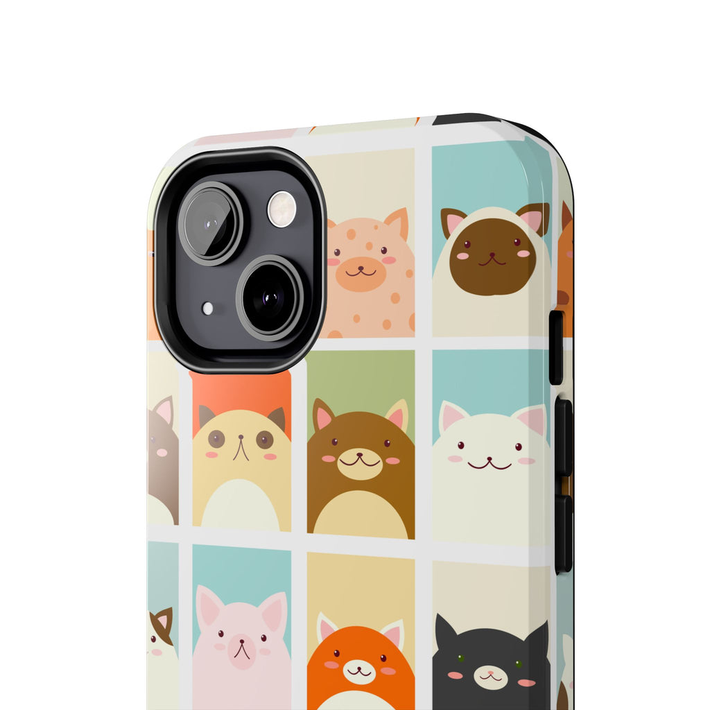Cute Grid Cats Tough Phone Case