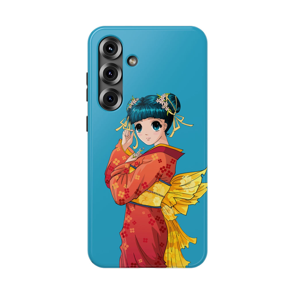 Impact-Resistant Phone Case — Cute Anime Girl in Kimono Design