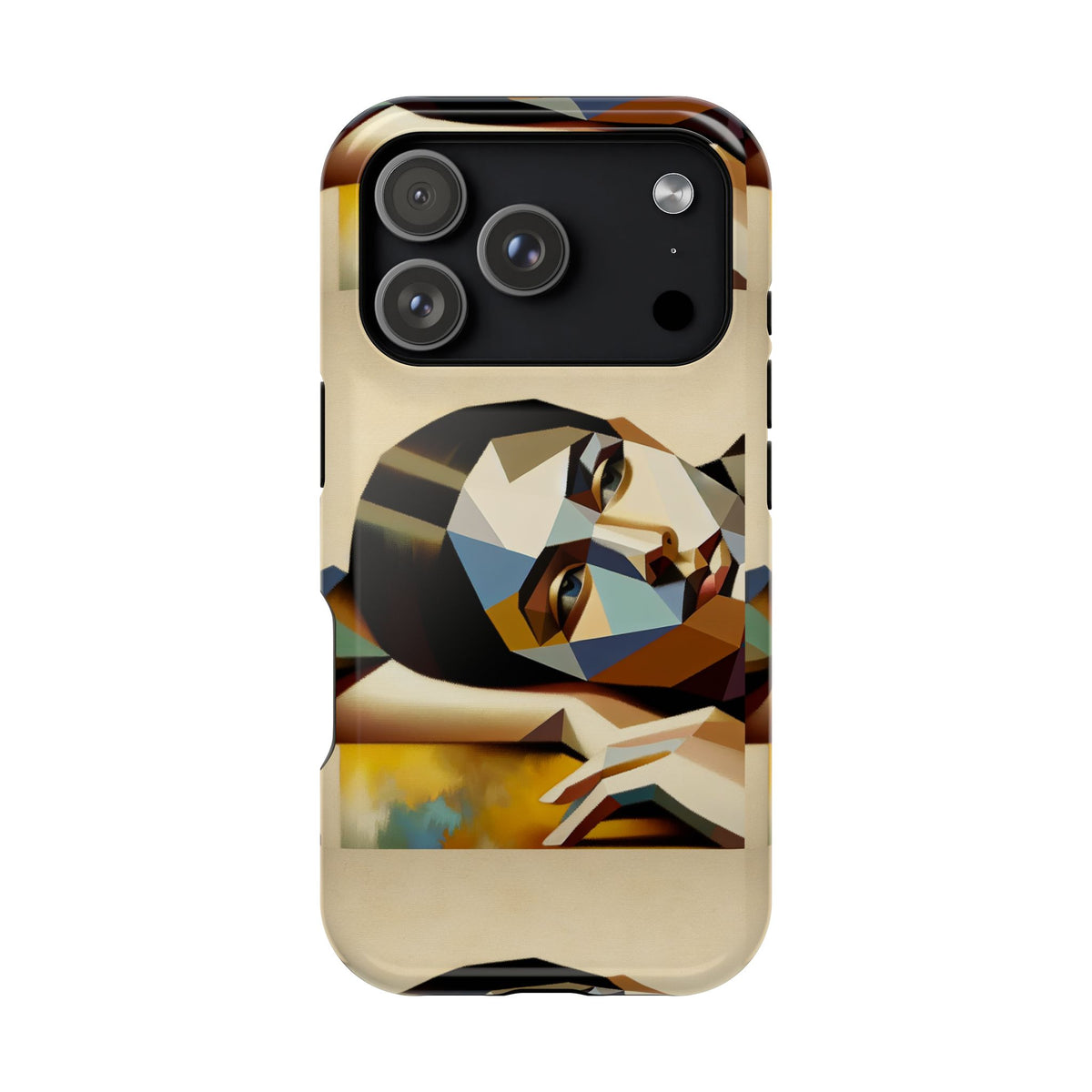 Geometric Portrait Impact-Resistant Phone Case — Abstract Face Art Protective Cover