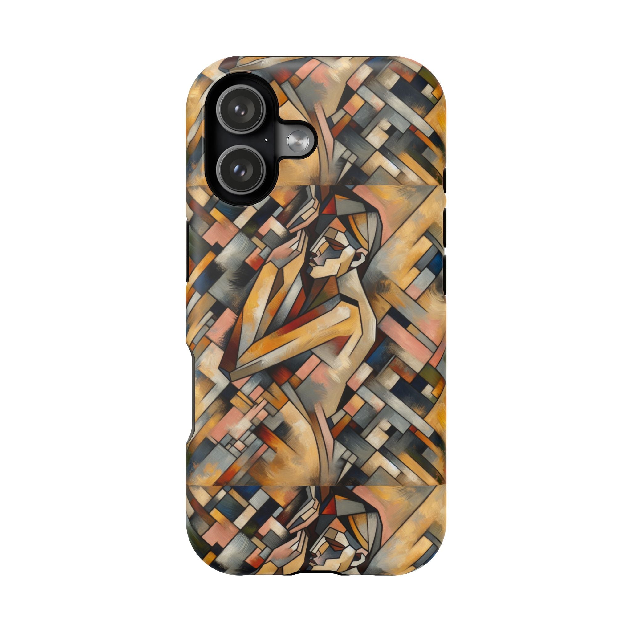 Art Deco Mosaic Phone Case — Geometric Nude Figure Impact-Resistant Case