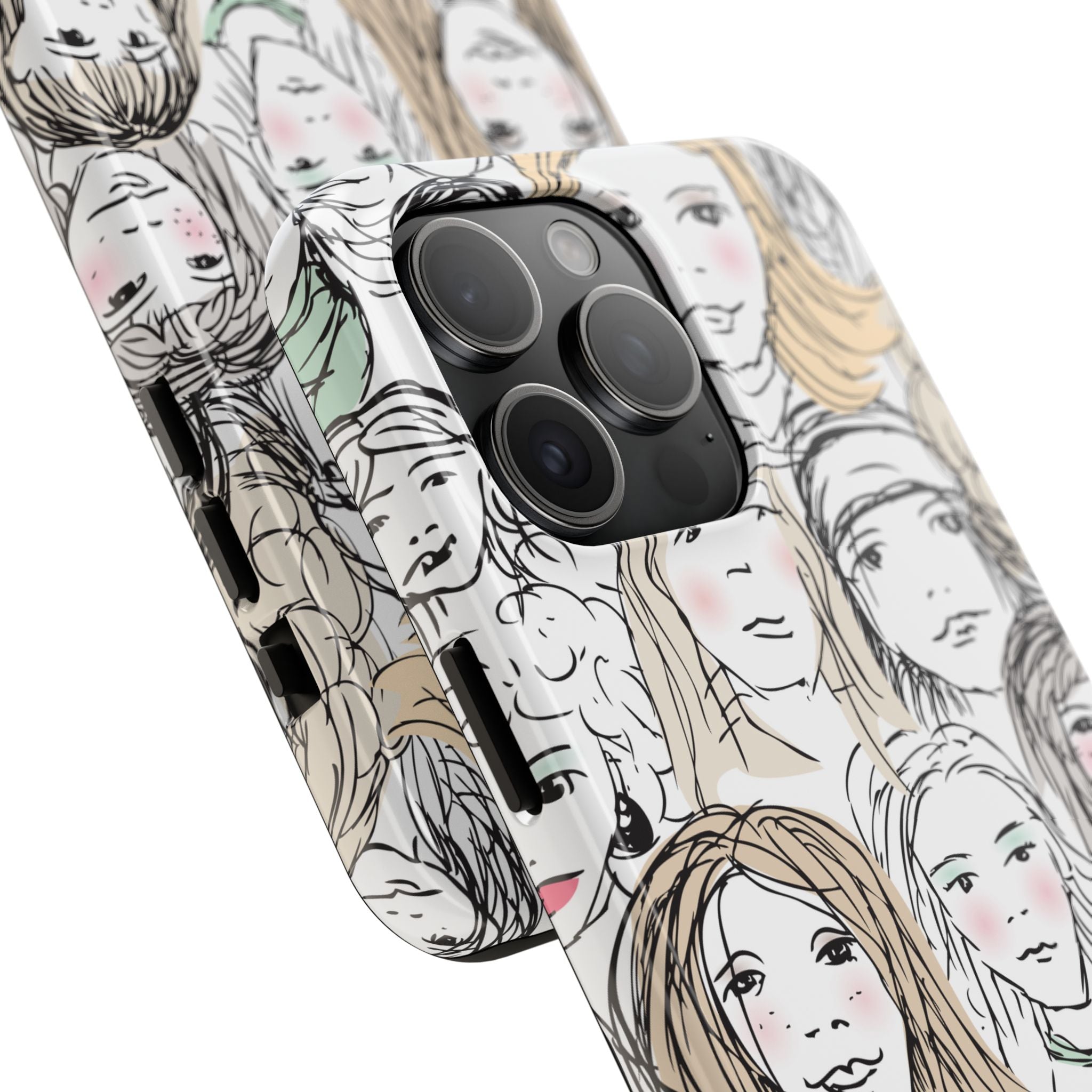 Phone Case — Hand-Drawn Faces Pattern