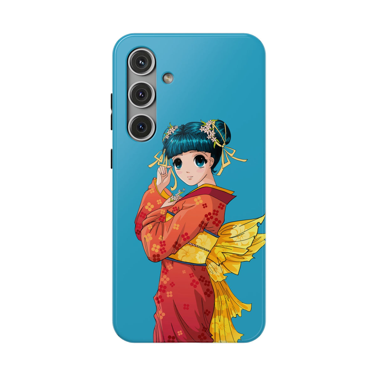 Impact-Resistant Phone Case — Cute Anime Girl in Kimono Design