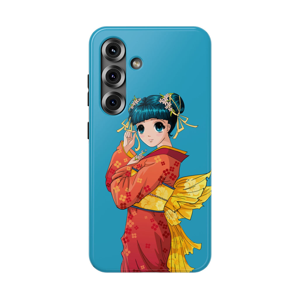 Impact-Resistant Phone Case — Cute Anime Girl in Kimono Design
