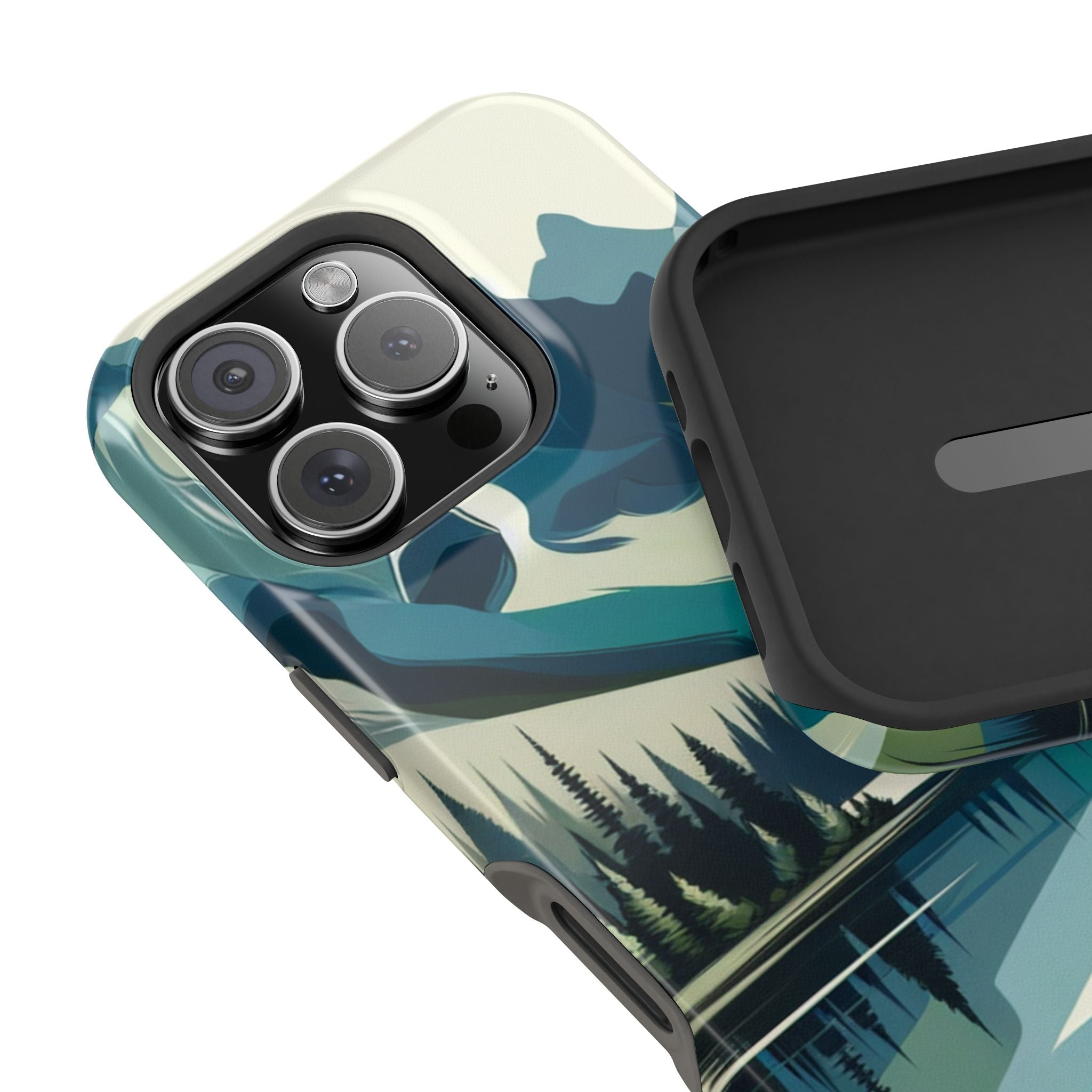 Impact Resistant Phone Case - Mountain Lake with Forest Design
