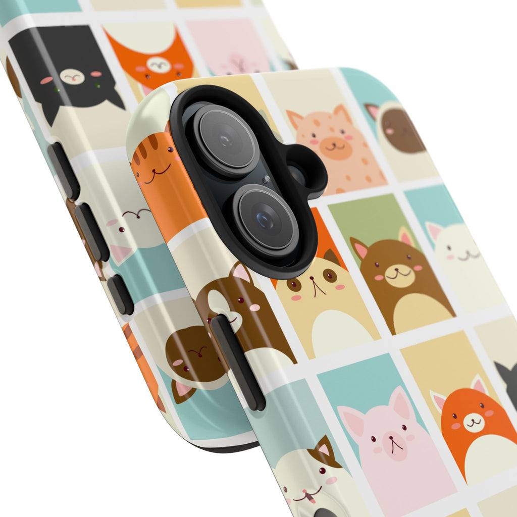 Cute Grid Cats Tough Phone Case