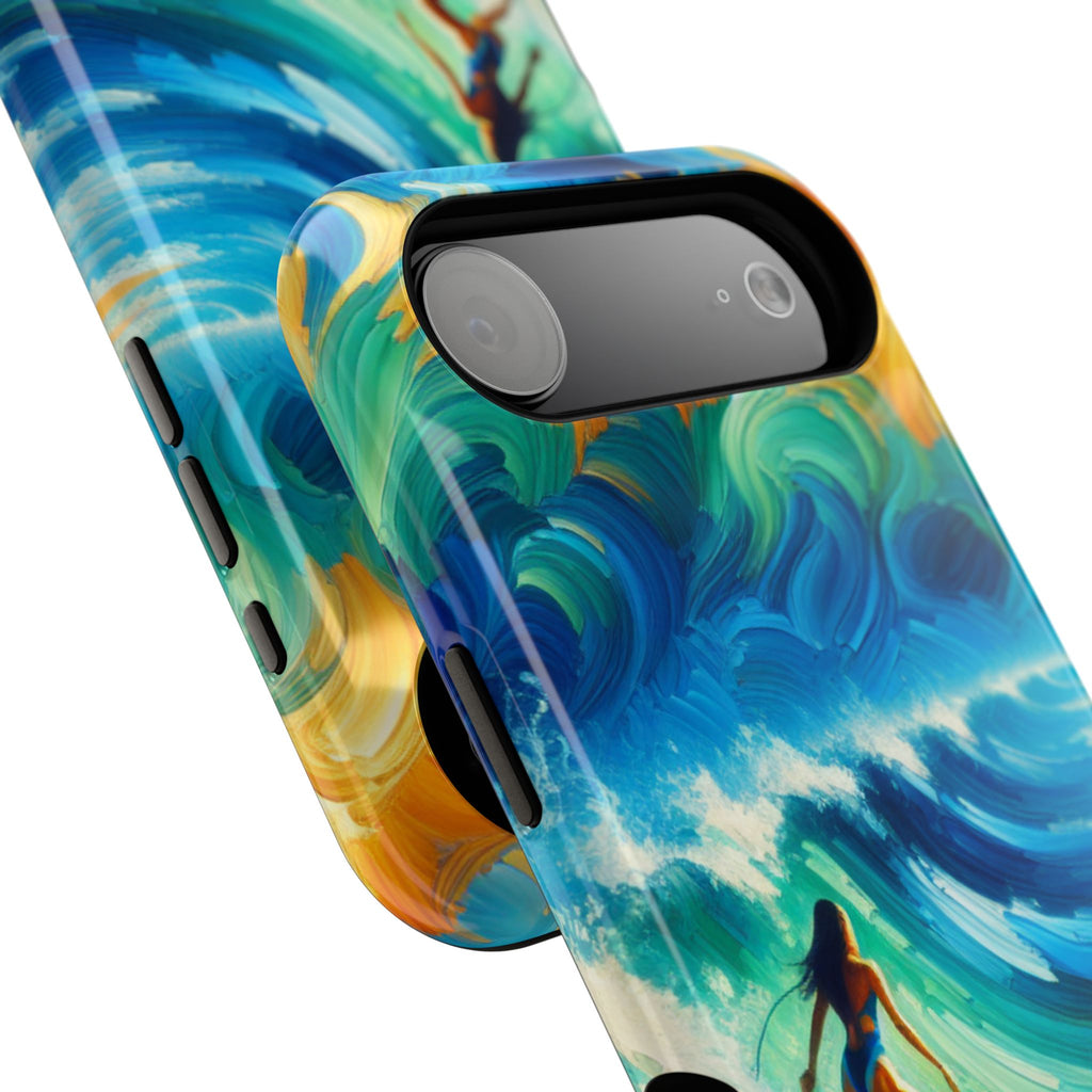 Surfer Wave Impact Phone Case – Vibrant Ocean Art Protective Cover