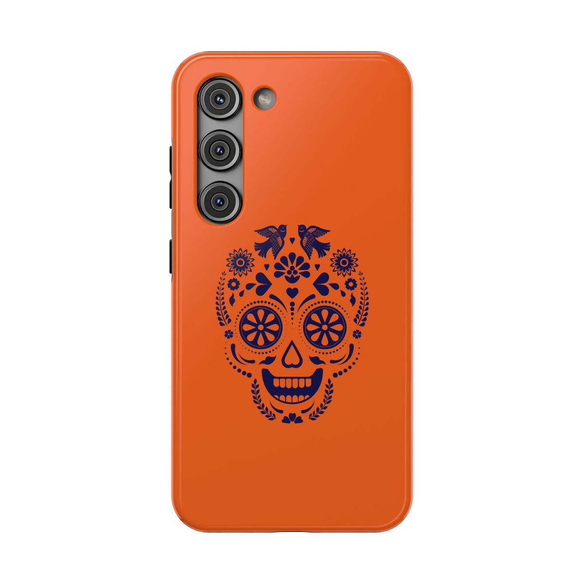 Sugar Skull Impact-Resistant Phone Case — Orange Day of the Dead Design