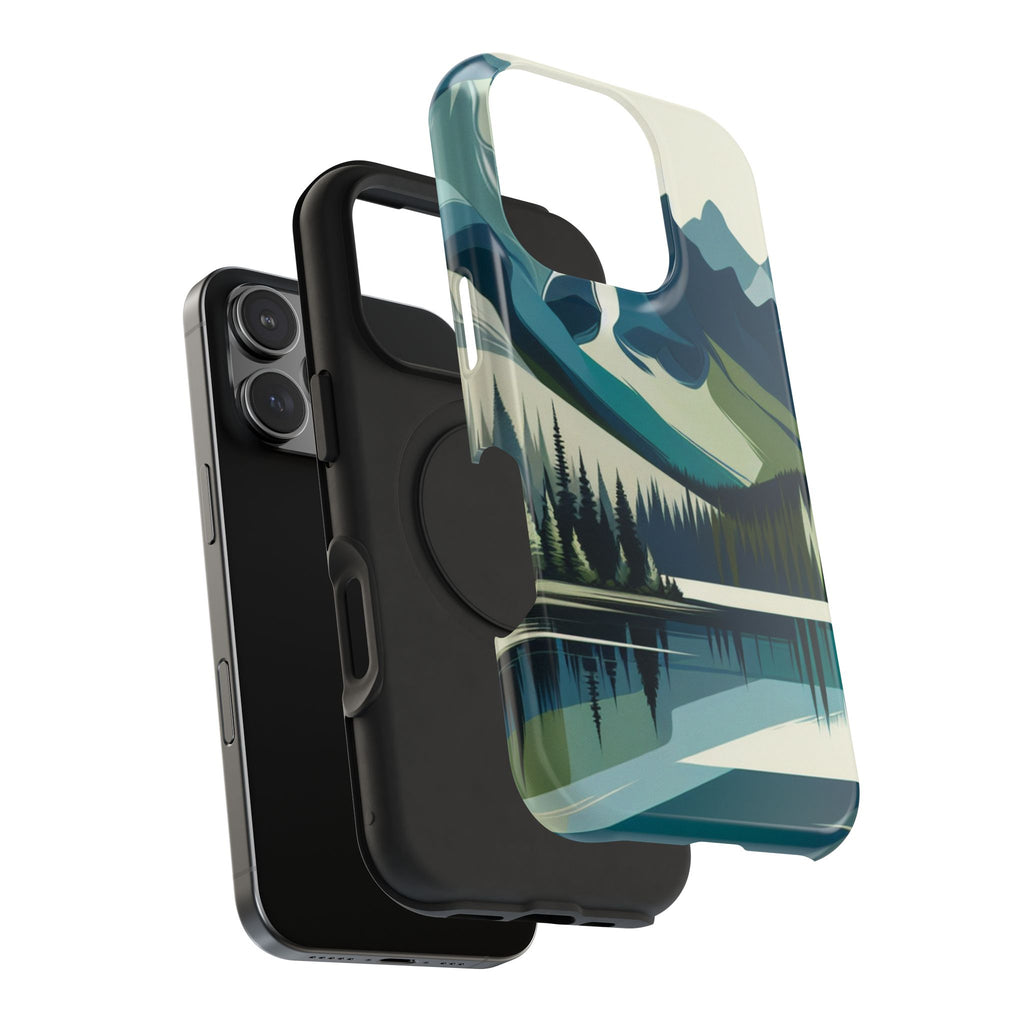 Impact Resistant Phone Case - Mountain Lake with Forest Design