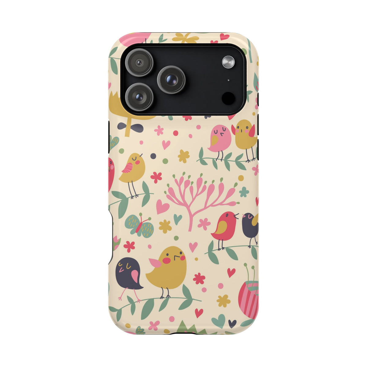 Cute Bird Floral Phone Case, Impact-Resistant