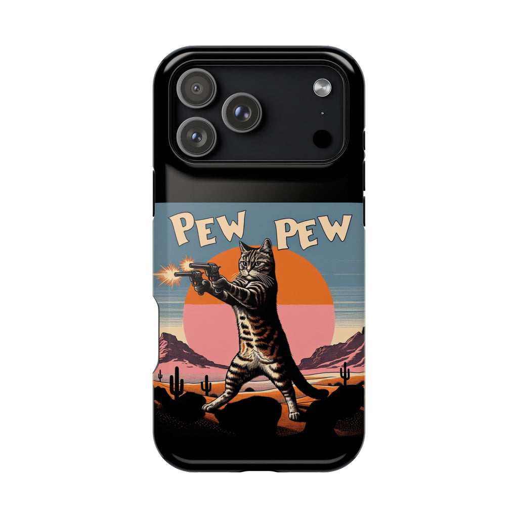 Pew Pew Cat Phone Case — Retro Shooter Impact-Resistant iPhone Cover