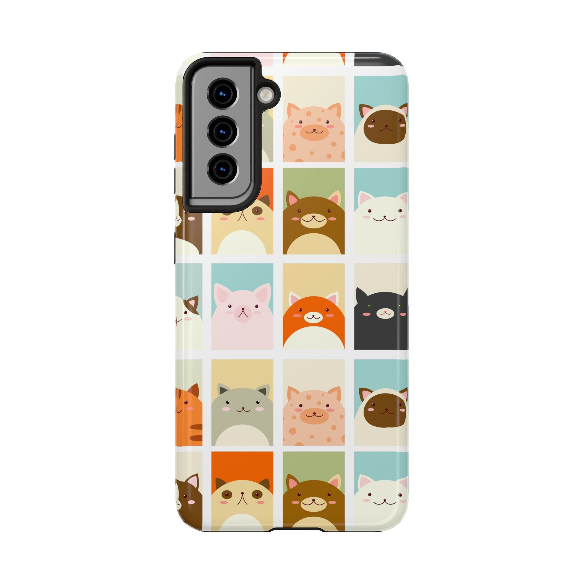 Cute Grid Cats Tough Phone Case