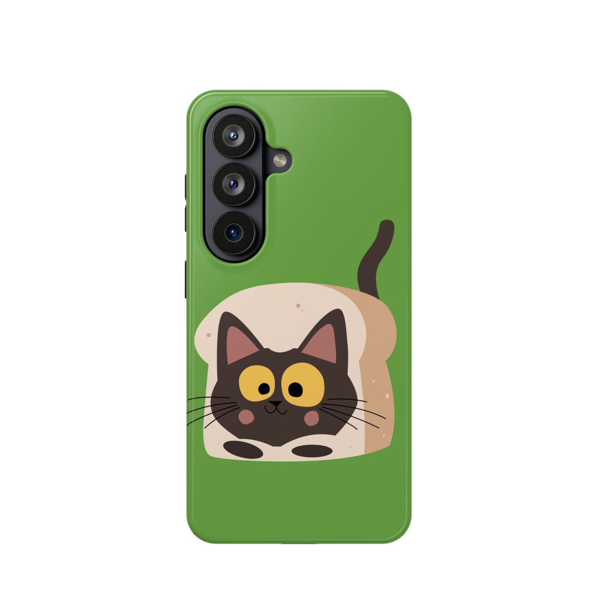 Cute Cat-in-Bread Impact-Resistant Phone Case – Green