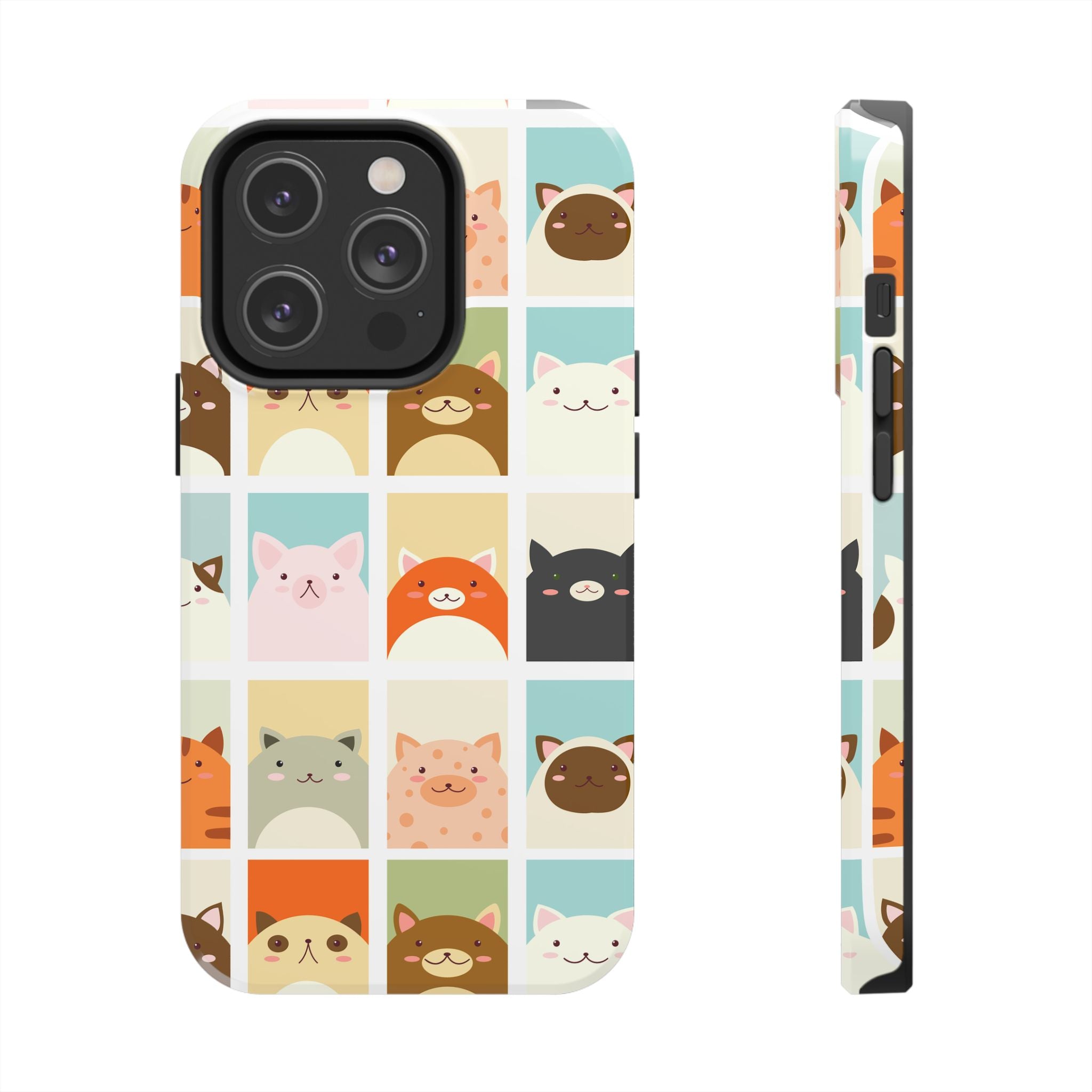 Cute Grid Cats Tough Phone Case