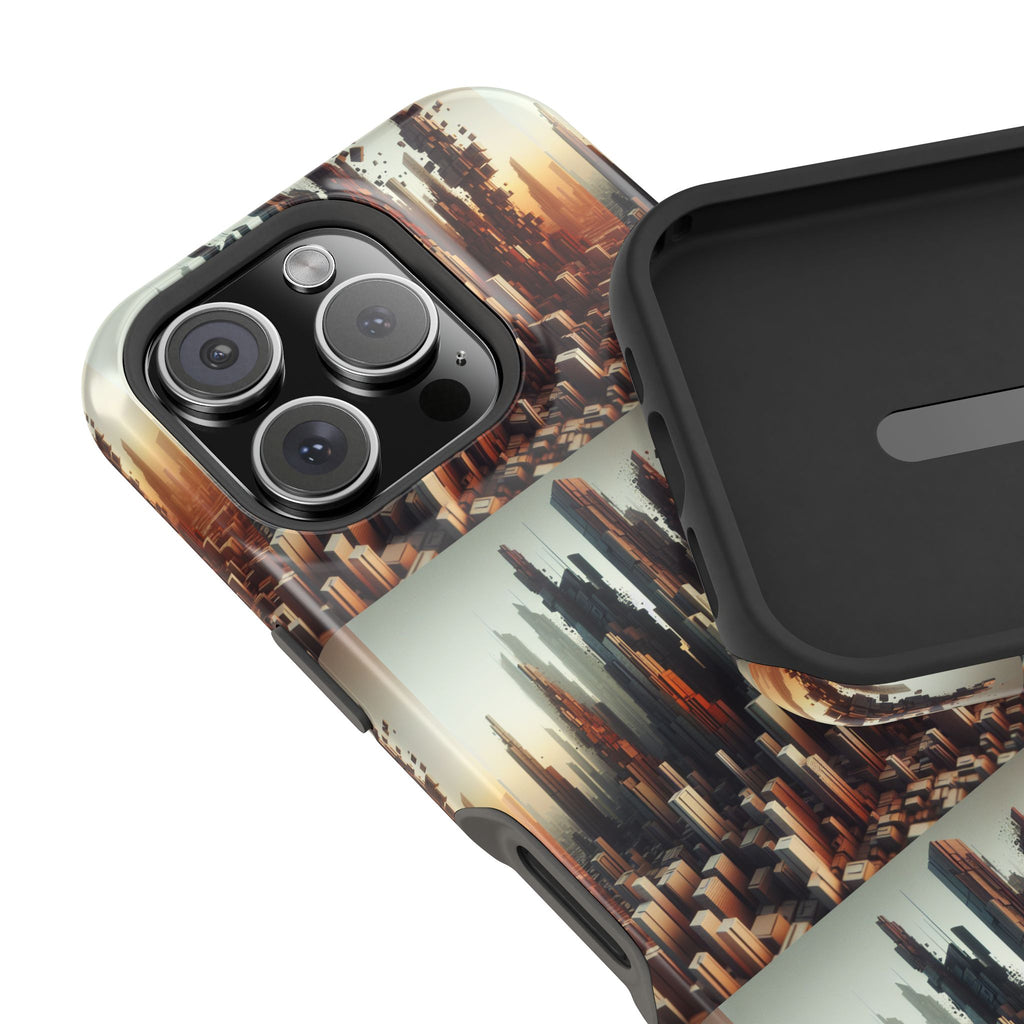 Abstract Skyline iPhone Case — Surreal Cityscape Impact-Resistant Phone Cover