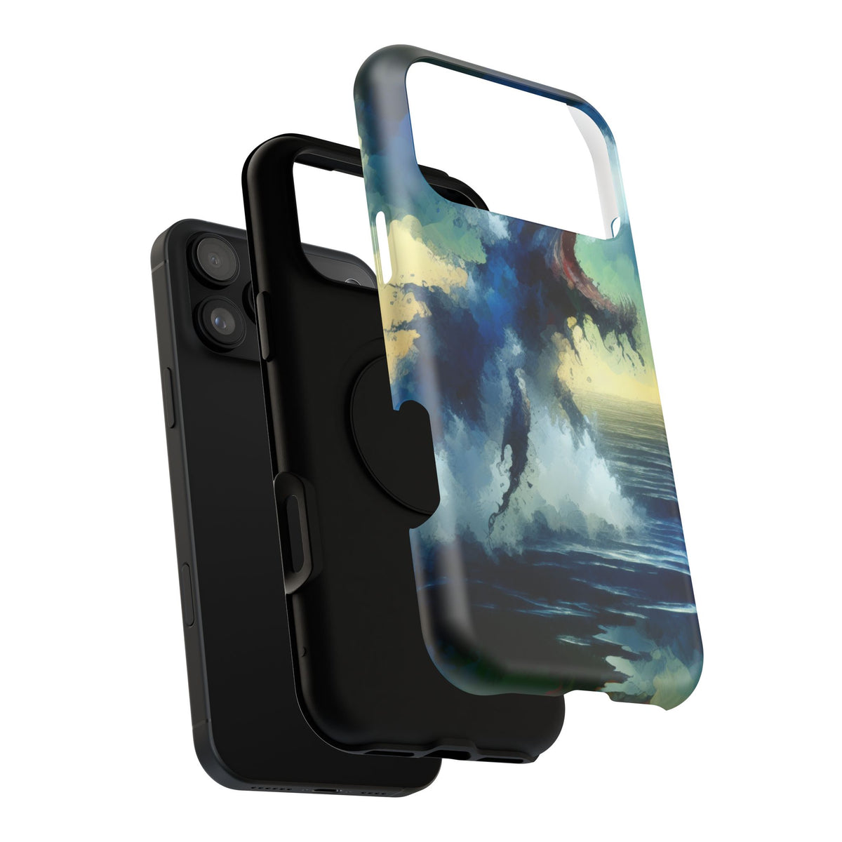 Shark Wave Impact-Resistant Phone Case — Ocean Monster Art Protective Cover