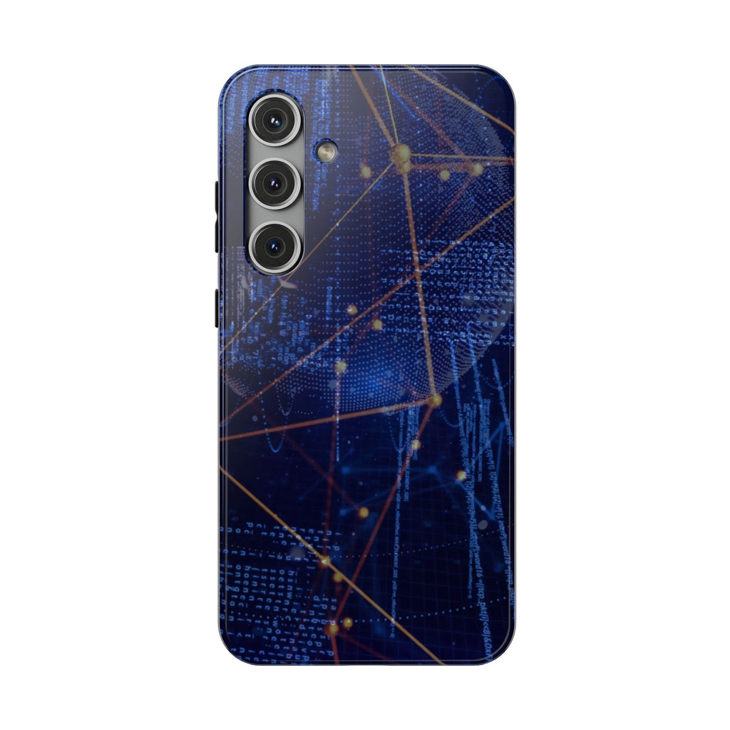 Tech Network Blue Impact-Resistant Phone Case for iPhone and Galaxy Phones