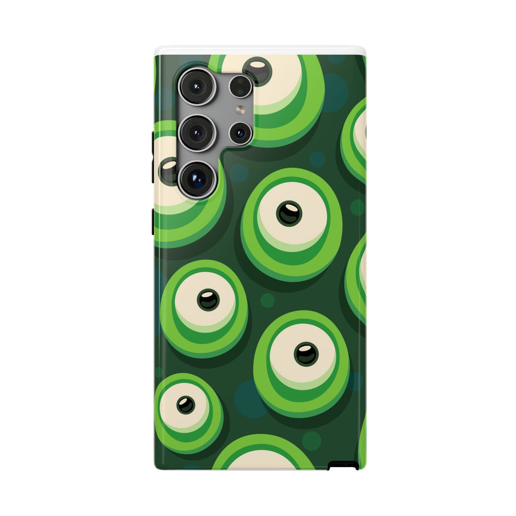 Green Abstract Eye Pattern Phone Case — Impact-Resistant Protective Cover